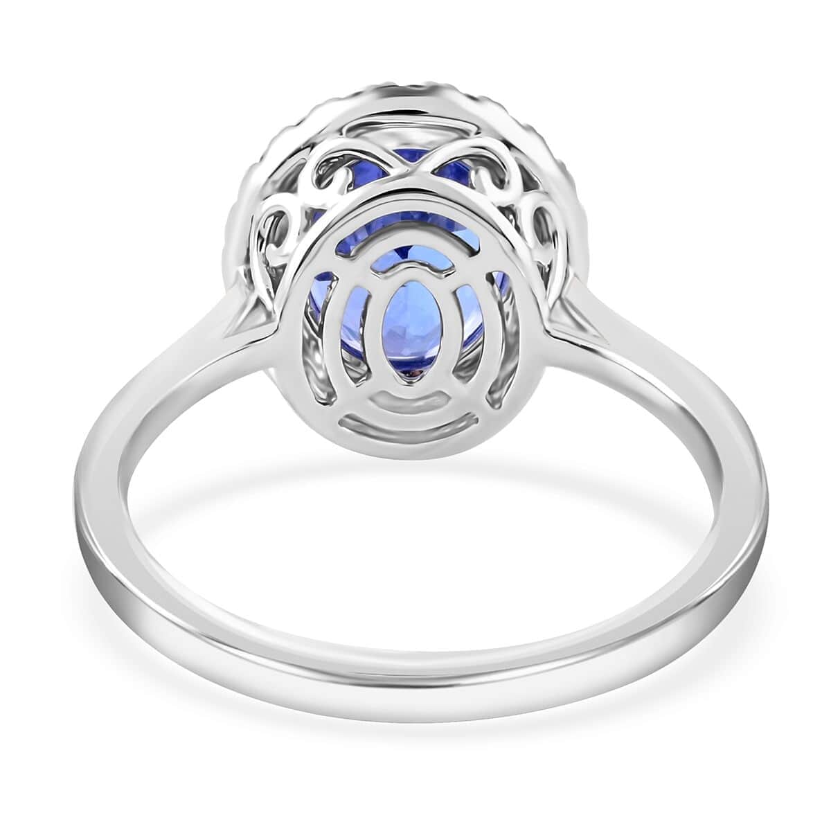 Certified & Appraised Luxoro 14K White Gold AAA Tanzanite and G-H I2 Diamond Halo Ring (Size 10.0) 3.25 ctw image number 4