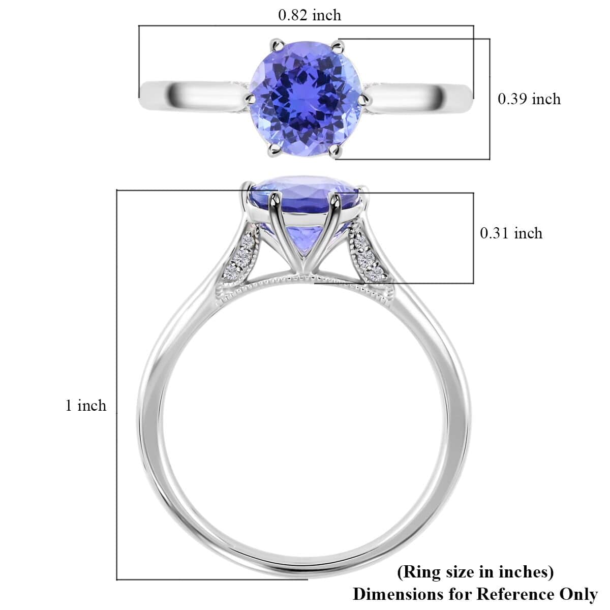 Certified & Appraised Luxoro 14K White Gold AAA Tanzanite and G-H I2 Diamond Ring (Size 10.0) 3.20 Grams 2.75 ctw image number 5