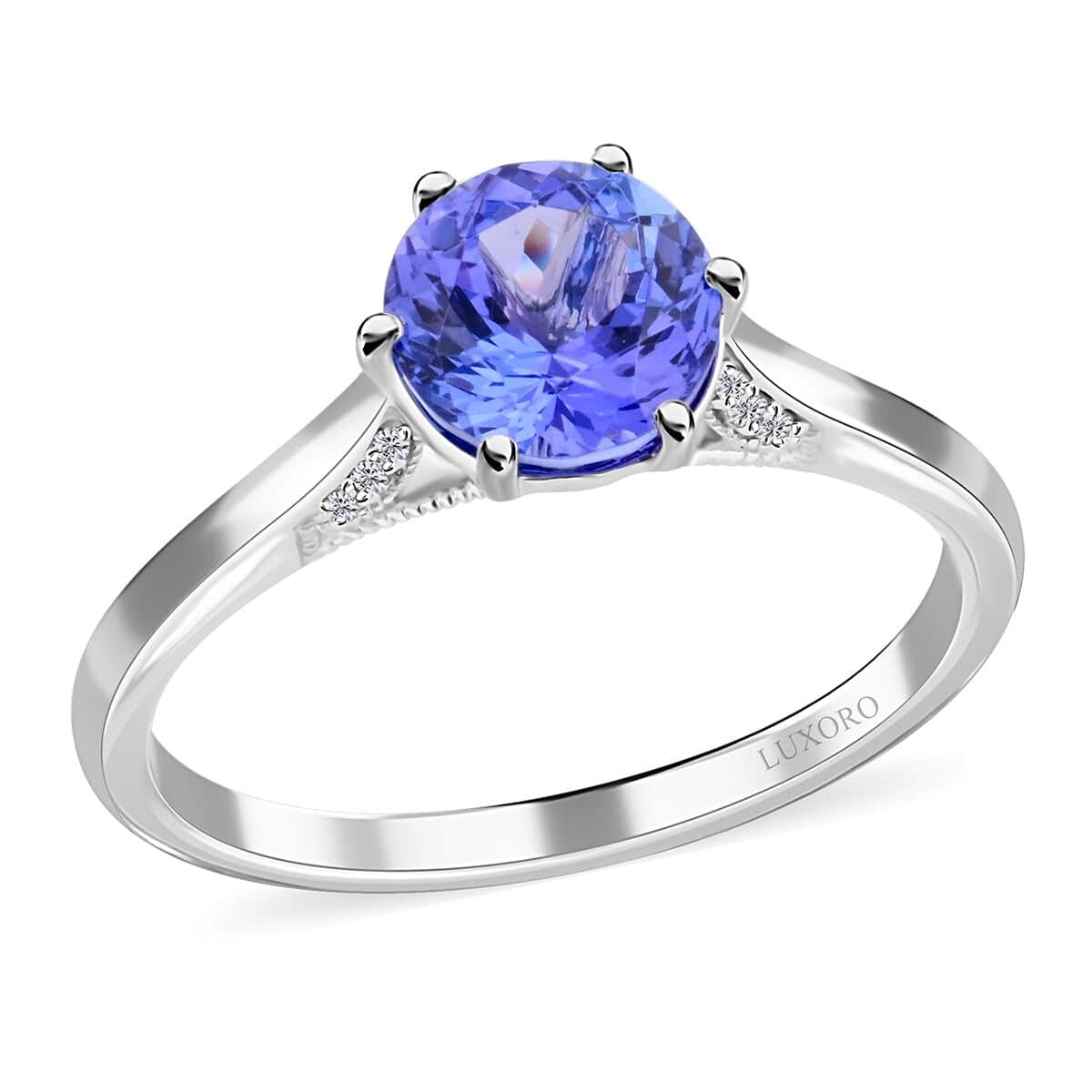 Certified & Appraised Luxoro AAA Tanzanite and G-H I2 Diamond 2.75 ctw Ring in 14K White Gold (Size 6.0) 3.20 Grams image number 0