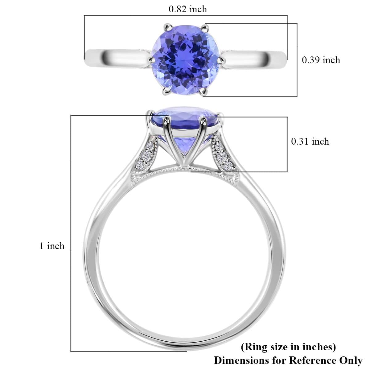 Certified & Appraised Luxoro AAA Tanzanite and G-H I2 Diamond 2.75 ctw Ring in 14K White Gold (Size 6.0) 3.20 Grams image number 5