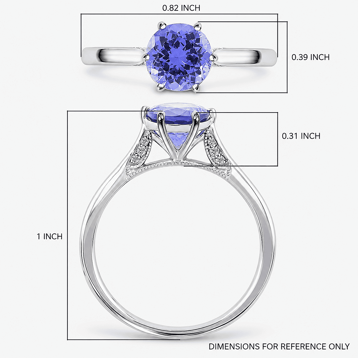 Certified & Appraised Luxoro AAA Tanzanite and G-H I2 Diamond 2.75 ctw Ring in 14K White Gold (Size 6.0) 3.20 Grams