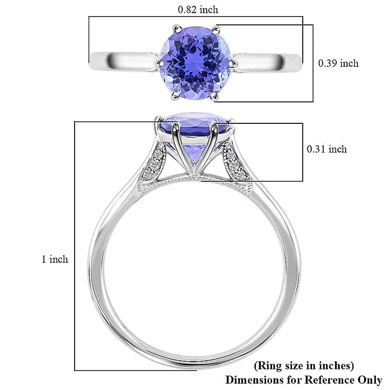 Certified & Appraised Luxoro AAA Tanzanite and G-H I2 Diamond 2.75 ctw Ring in 14K White Gold (Size 7.0) 3.20 Grams