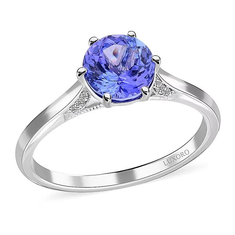 Certified & Appraised Luxoro AAA Tanzanite and G-H I2 Diamond 2.75 ctw Ring in 14K White Gold (Size 9.0) 3.20 Grams