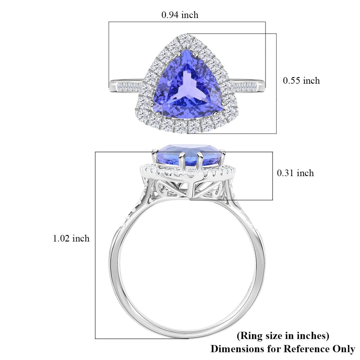 Certified & Appraised Luxoro 14K White Gold AAA Tanzanite and G-H I2 Diamond Ring (Size 6.0) 3.85 Grams 3.25 ctw image number 5