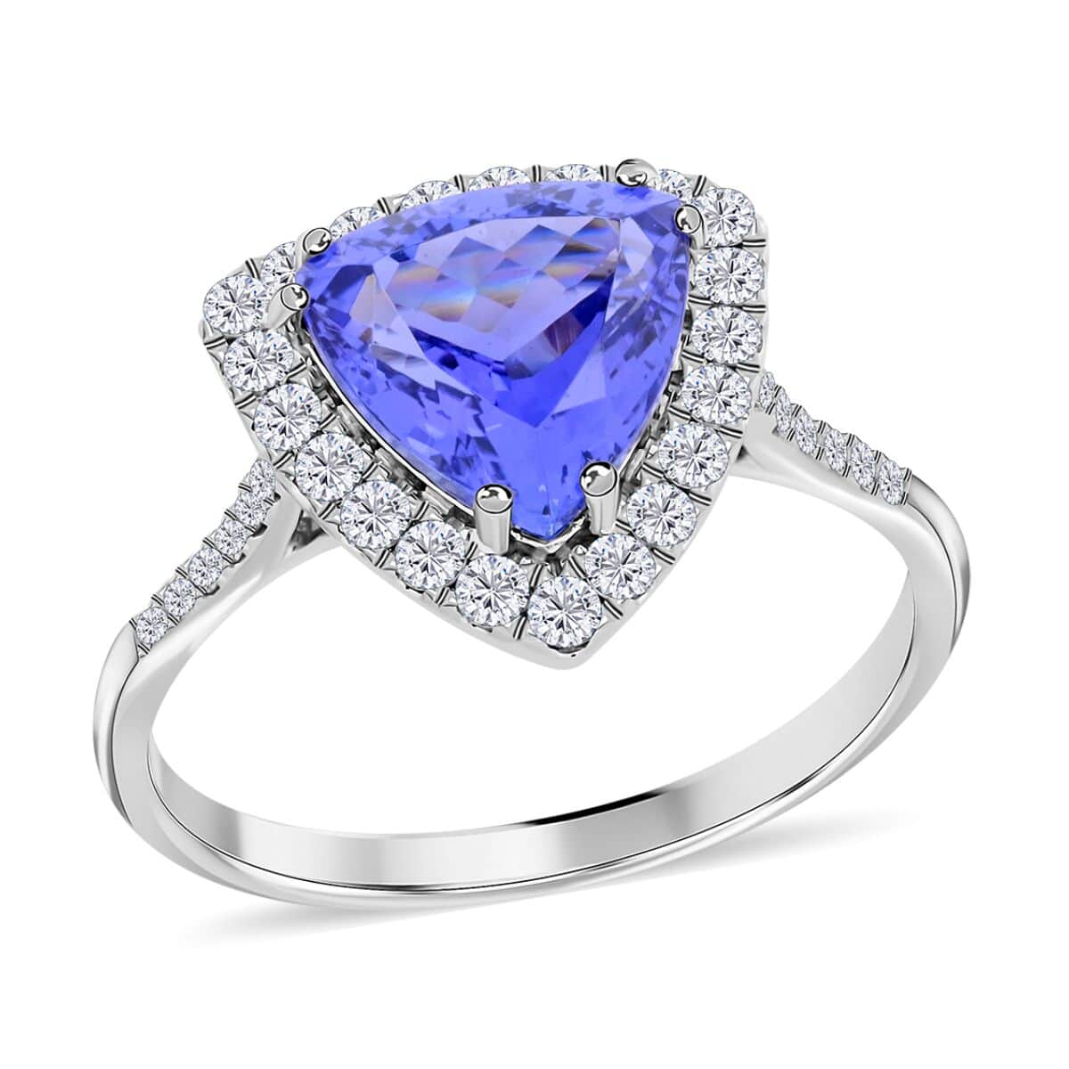 Certified & Appraised Luxoro 14K White Gold AAA Tanzanite and G-H I2 Diamond Ring (Size 7.0) 3.85 Grams 3.25 ctw image number 0