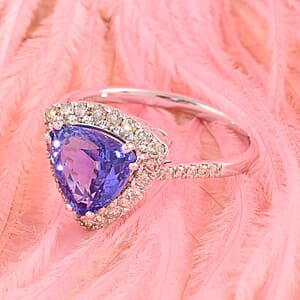 Certified & Appraised Luxoro 14K White Gold AAA Tanzanite and G-H I2 Diamond Ring (Size 8.0) 3.85 Grams 3.25 ctw