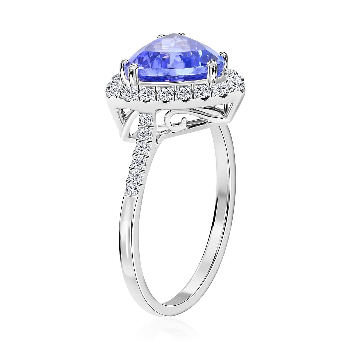 Certified & Appraised Luxoro 14K White Gold AAA Tanzanite and G-H I2 Diamond Ring (Size 9.0) 3.85 Grams 3.25 ctw image number 3
