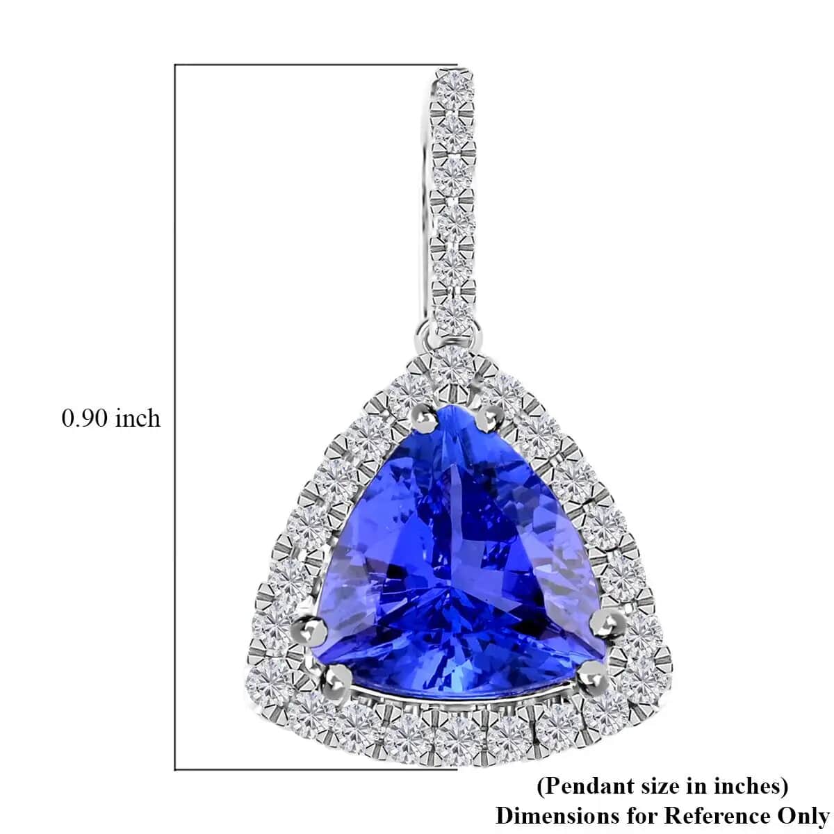 Luxoro Certified & Appraised AAA Tanzanite Halo Pendant,  I2 Diamond Accent Pendant, 14K White Gold Pendant, Tanzanite Jewelry, Gifts For Her 3.30 ctw image number 5