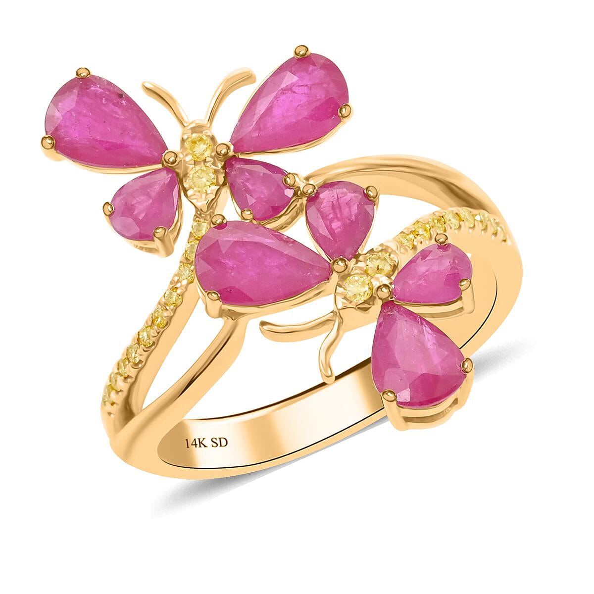 Modani 14K Yellow Gold Mozambique Ruby and Natural Yellow Diamond I1 Ring 4.25 Grams 2.22 ctw (Del. in 10-12 Days) image number 0