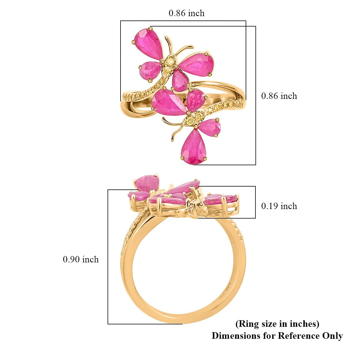 Modani 14K Yellow Gold Mozambique Ruby and Natural Yellow Diamond I1 Ring 4.25 Grams 2.22 ctw (Del. in 10-12 Days) image number 4
