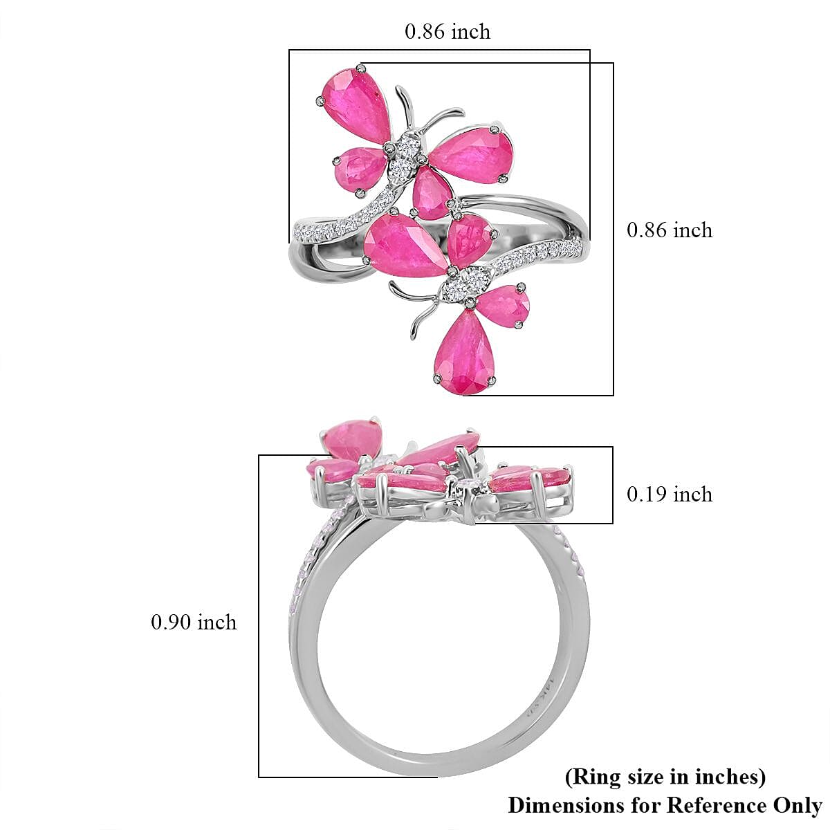 Modani 14K White Gold Mozambique Ruby and G-H I1 Diamond Ring (Size 10.0) 4.35 Grams 2.30 ctw (Del. in 10-12 Days) image number 4