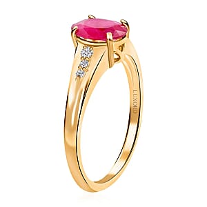 Certified & Appraised Luxoro 14K Yellow Gold AAA Montepuez Ruby and G-H I2 Diamond Ring (Size 10.0) 1.40 ctw