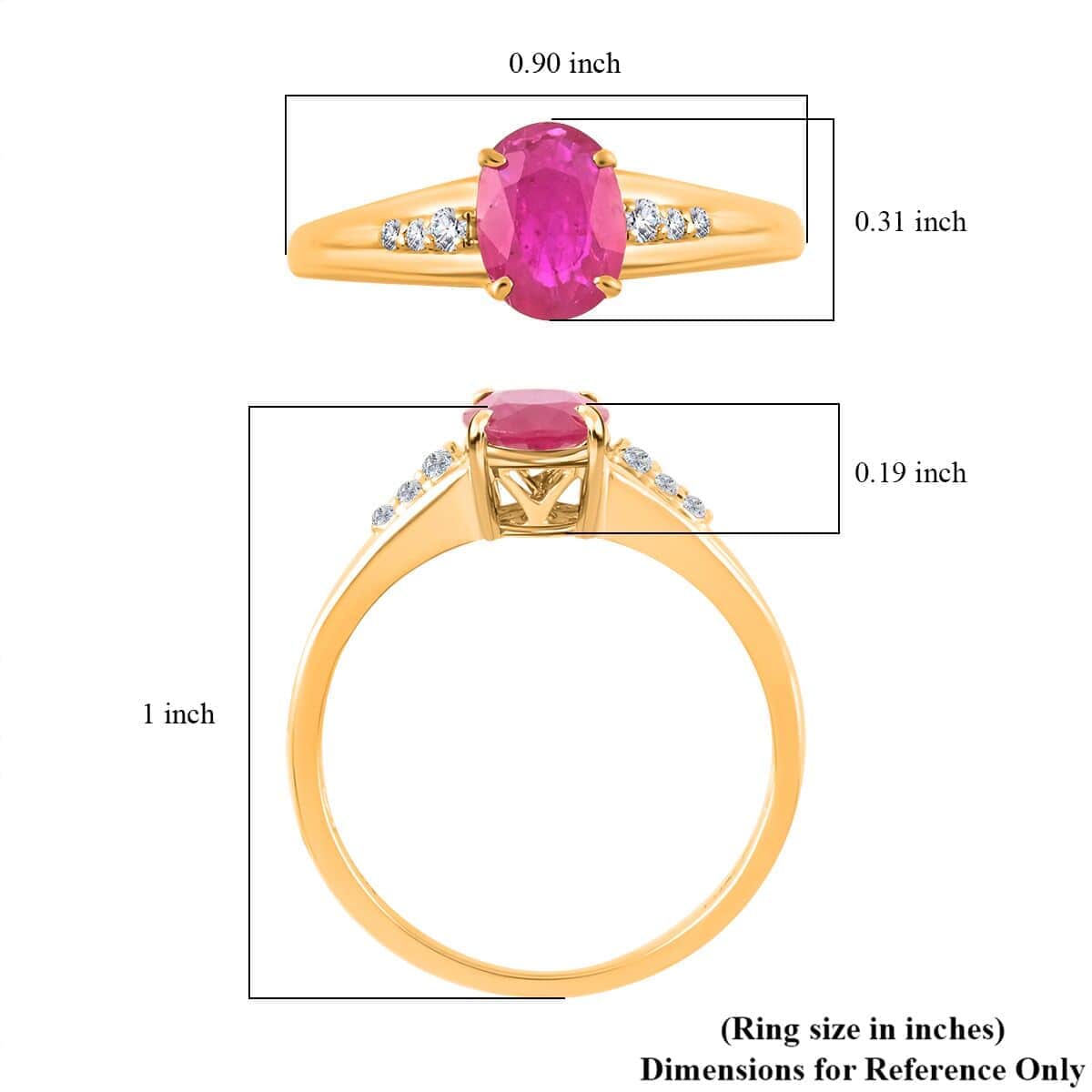 Luxoro 14K Yellow Gold AAA Mozambique Ruby and G-H I2 Diamond Ring 1.40 ctw (Del. in 7-10 Days) image number 5