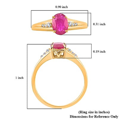 Certified & Appraised Luxoro 14K Yellow Gold AAA Montepuez Ruby and G-H I2 Diamond Ring (Size 10.0) 1.40 ctw