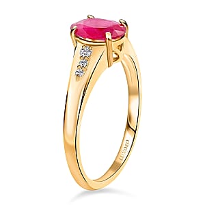 Certified & Appraised Luxoro 14K Yellow Gold AAA Montepuez Ruby and G-H I2 Diamond Ring (Size 7.0) 1.40 ctw
