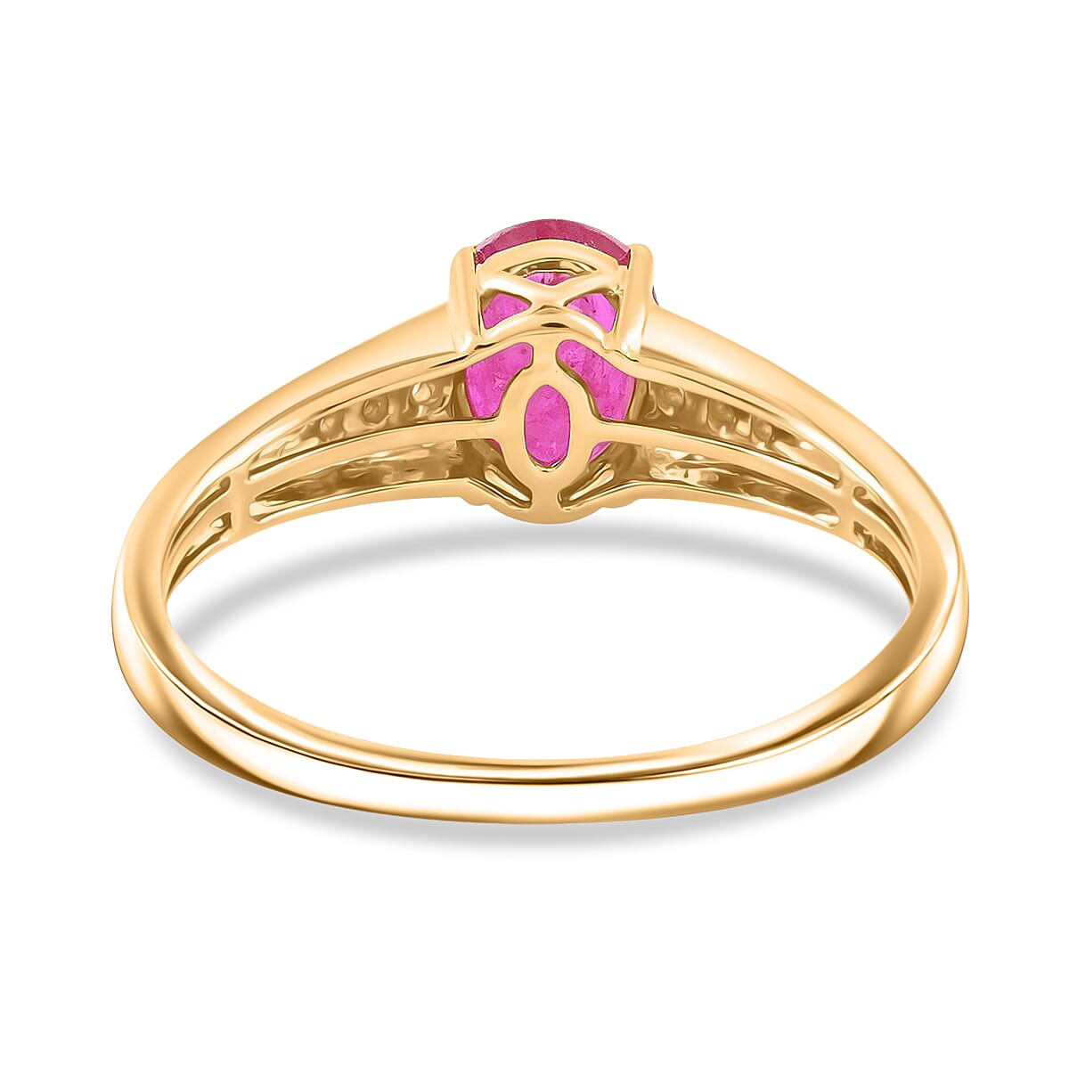 Certified & Appraised Luxoro 14K Yellow Gold AAA Montepuez Ruby and G-H I2 Diamond Ring (Size 7.0) 1.40 ctw