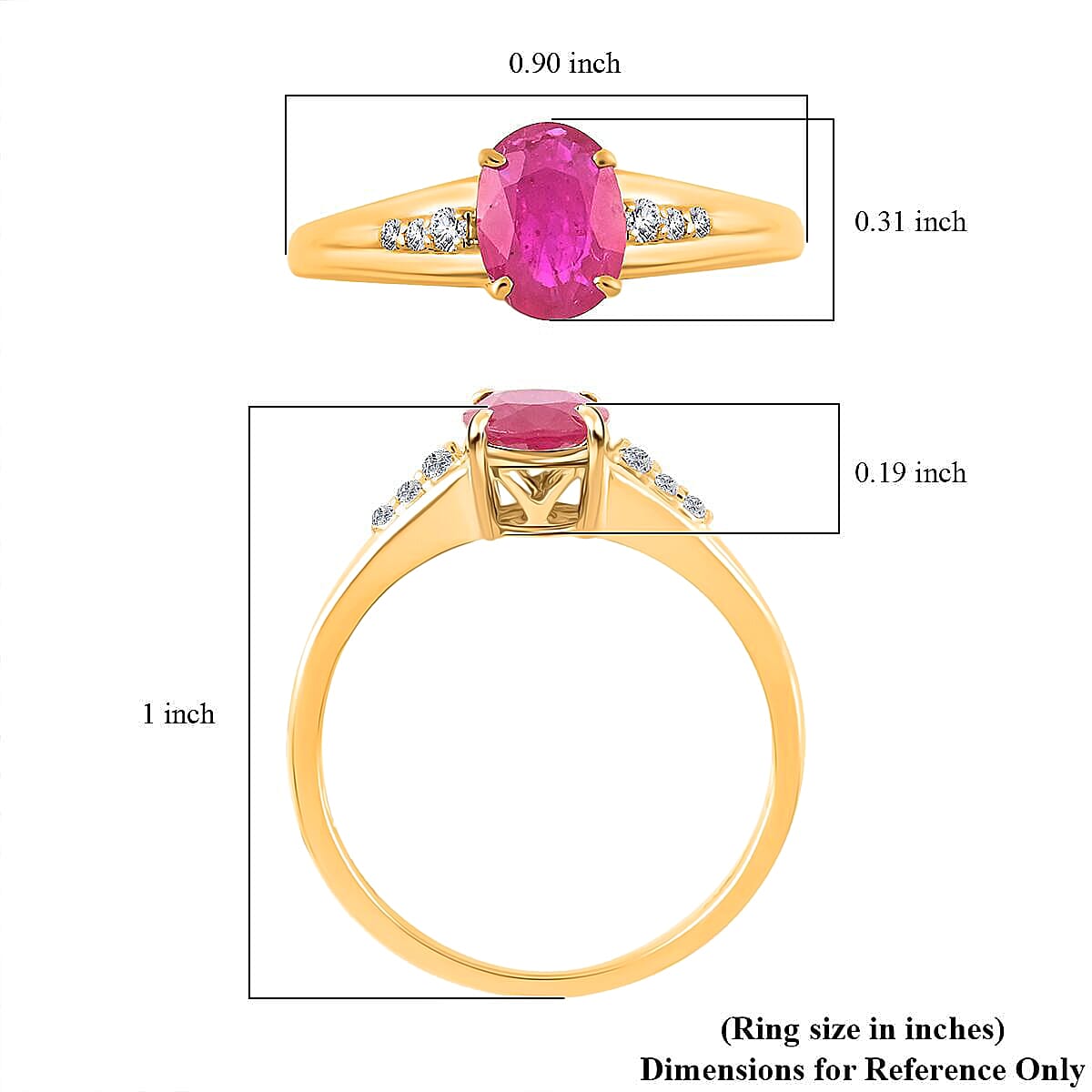 Certified & Appraised Luxoro 14K Yellow Gold AAA Montepuez Ruby and G-H I2 Diamond Ring (Size 7.0) 1.40 ctw image number 5
