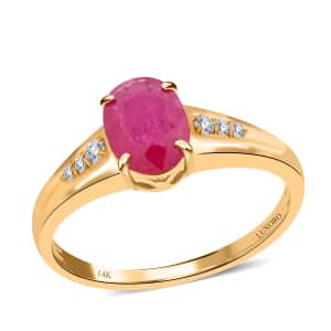 Certified & Appraised Luxoro 14K Yellow Gold AAA Montepuez Ruby and G-H I2 Diamond Ring (Size 8.0) 1.40 ctw