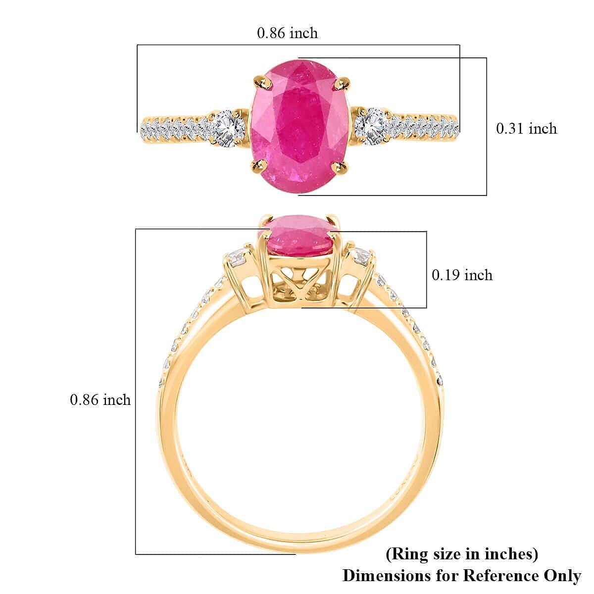 Certified & Appraised Luxoro 14K Yellow Gold AAA Montepuez Ruby and G-H I2 Diamond Ring (Size 10.0) 1.40 ctw