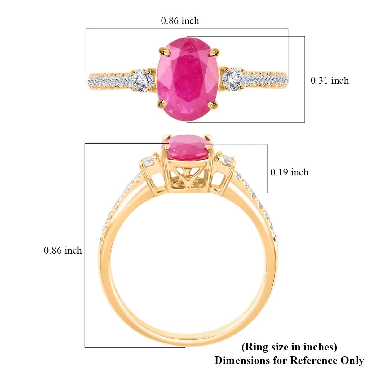 Certified & Appraised Luxoro 14K Yellow Gold AAA Montepuez Ruby and G-H I2 Diamond Ring (Size 6.0) 1.40 ctw image number 5