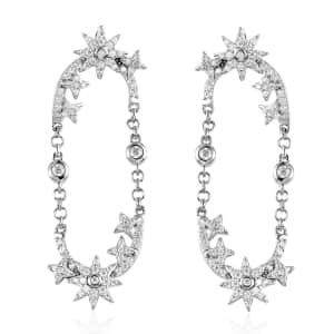 Moissanite Sun Starburst Statement Paperclip Earrings in Platinum Over Sterling Silver 1.00 ctw