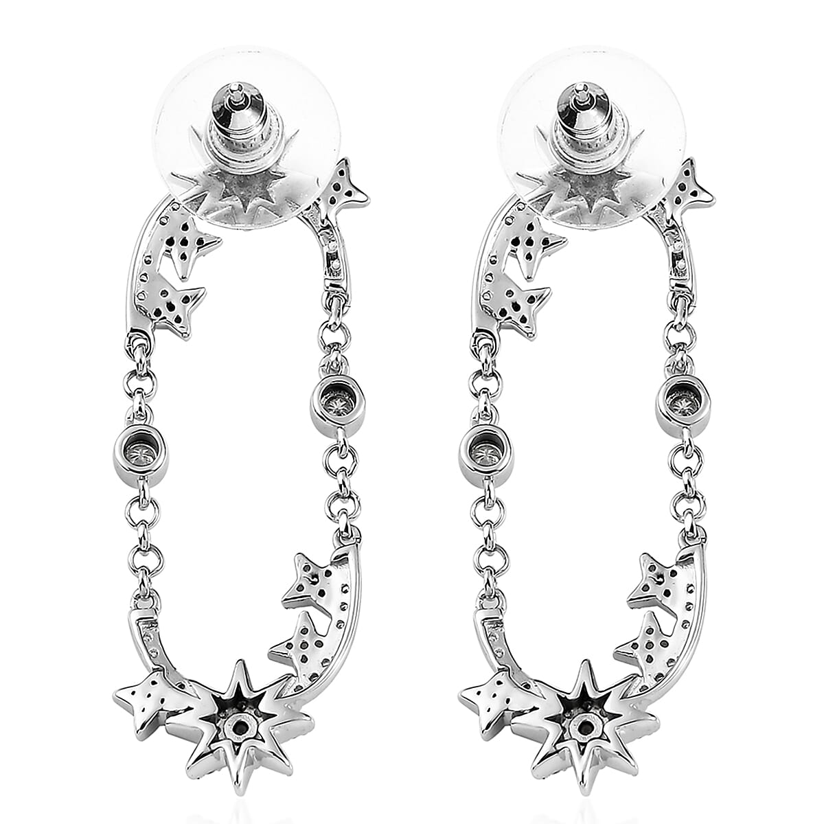 Moissanite Sun Starburst Statement Paperclip Earrings in Platinum Over Sterling Silver 1.00 ctw