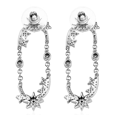 Moissanite Sun Starburst Statement Paperclip Earrings in Platinum Over Sterling Silver 1.00 ctw