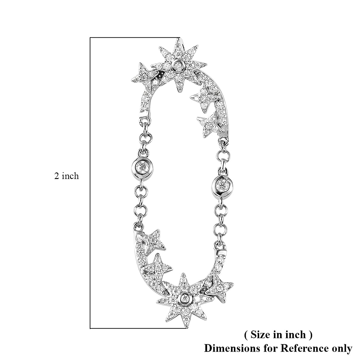 Moissanite Sun Starburst Statement Paperclip Earrings in Platinum Over Sterling Silver 1.00 ctw