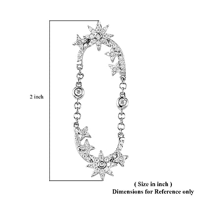 Moissanite Sun Starburst Statement Paperclip Earrings in Platinum Over Sterling Silver 1.00 ctw