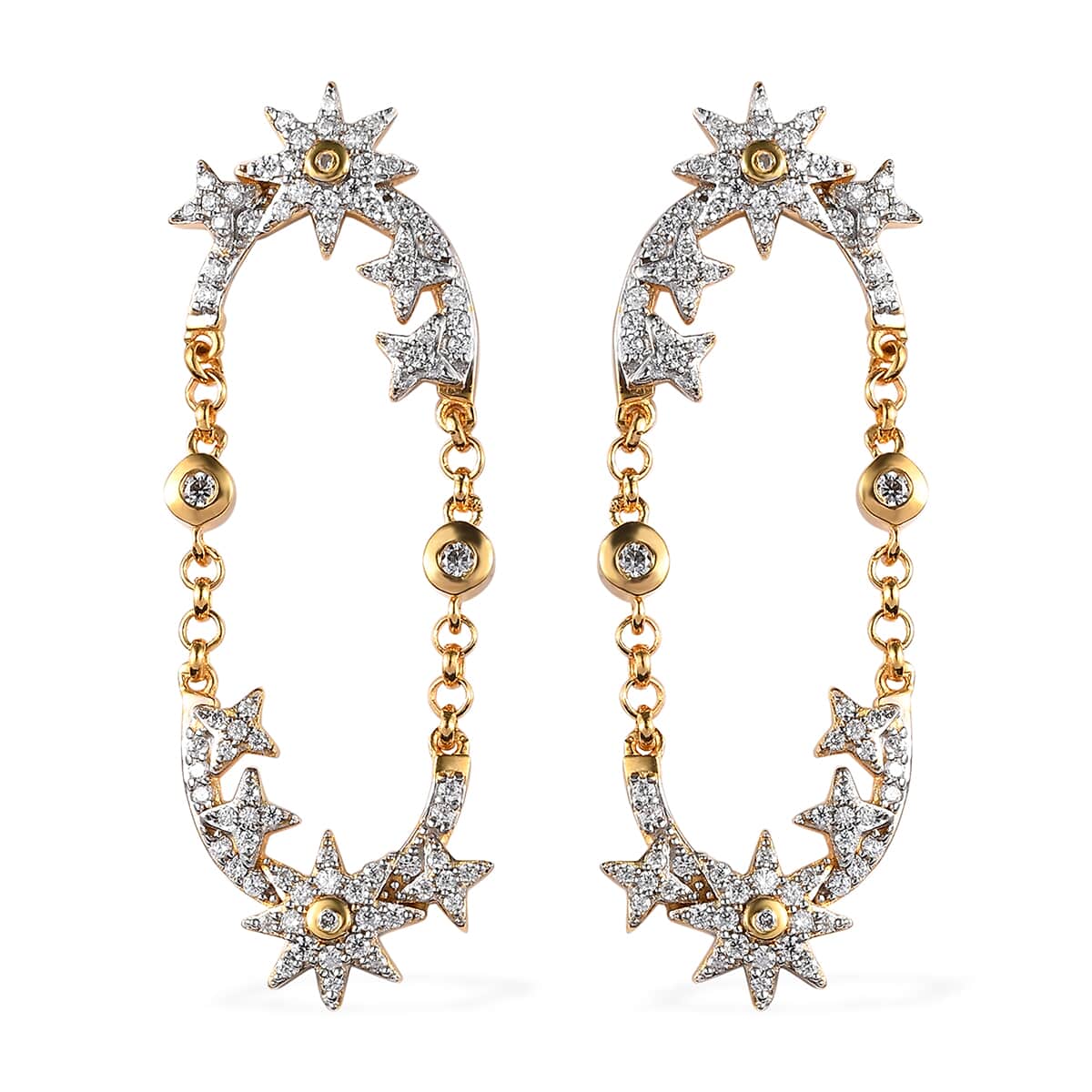 Moissanite 1.25 ctw Star Statement Earrings in Vermeil Yellow Gold Over Sterling Silver image number 0