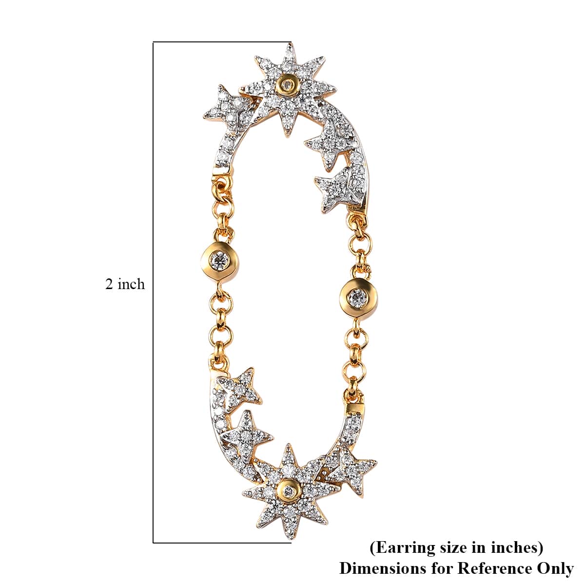 Moissanite 1.25 ctw Star Statement Earrings in Vermeil Yellow Gold Over Sterling Silver image number 4