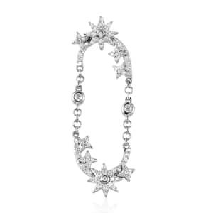 Moissanite Sun Starburst Statement Paperclip Pendant in Platinum Over Sterling Silver 0.90 ctw