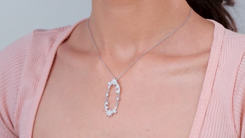 Moissanite Sun Starburst Statement Paperclip Pendant in Platinum Over Sterling Silver 0.50 ctw