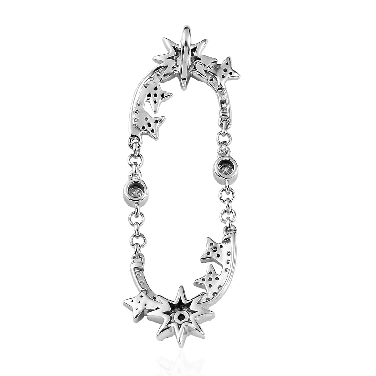 Moissanite Sun Starburst Statement Paperclip Pendant in Platinum Over Sterling Silver 0.90 ctw image number 4