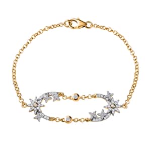 Moissanite Sun Starburst Statement Paperclip Bracelet in Vermeil Yellow Gold Over Sterling Silver (7.25 In) 0.50 ctw