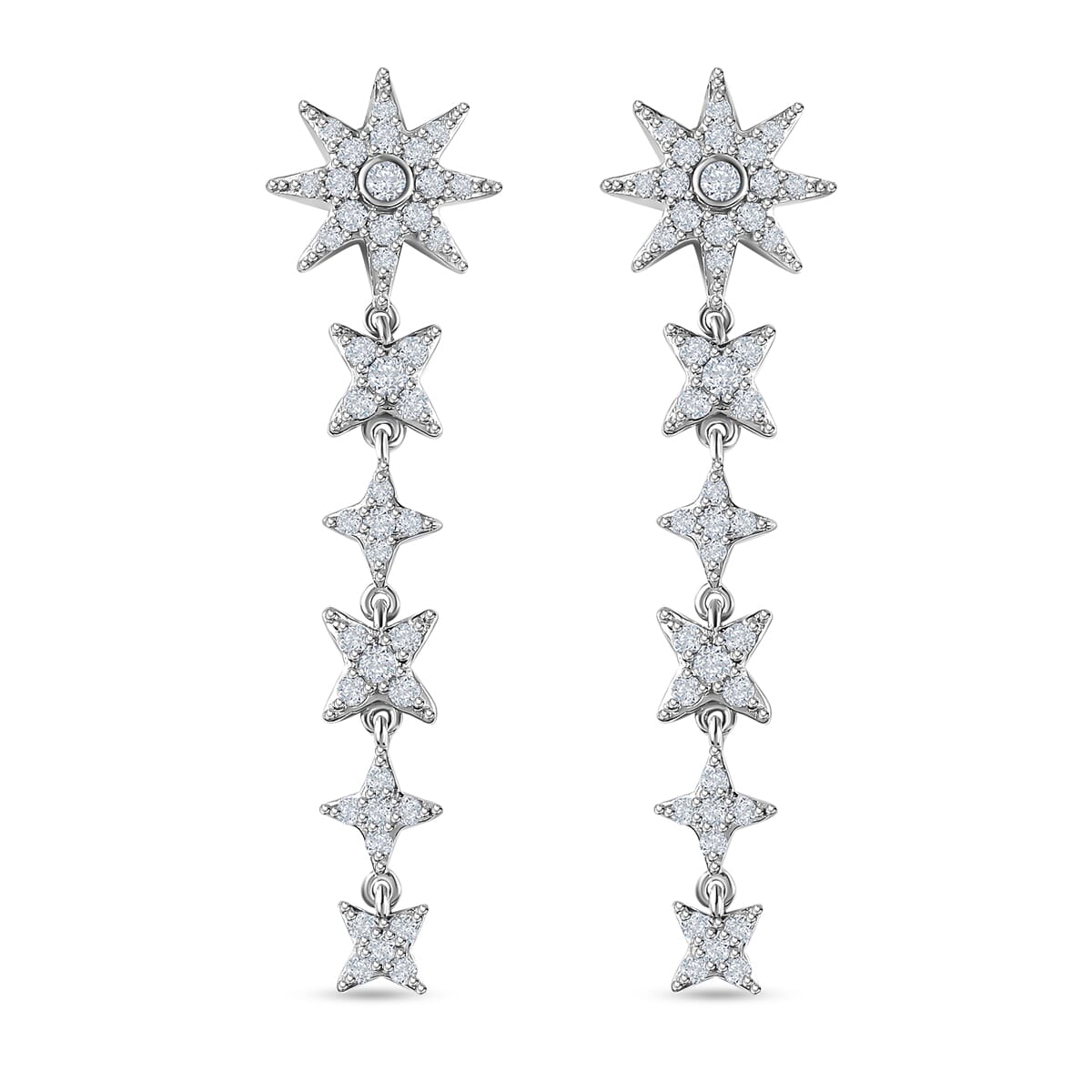 Moissanite Celestial Drop Earrings in Platinum Over Sterling Silver 1.60 ctw image number 0