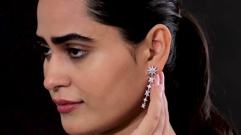 Moissanite Celestial Drop Earrings in Platinum Over Sterling Silver 1.60 ctw
