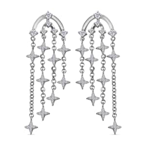 Moissanite 1.25 ctw Chandelier Starbust Statement Earrings in Platinum Over Sterling Silver