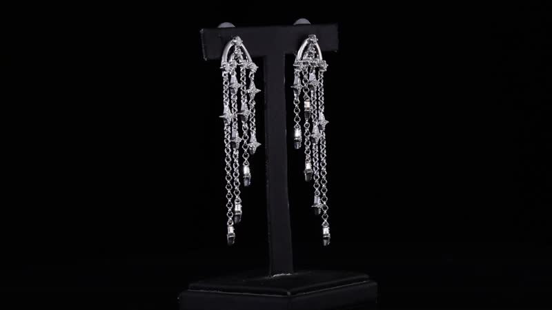 Moissanite Chandelier Starbust Statement Earrings in Platinum Over Sterling Silver 0.70 ctw