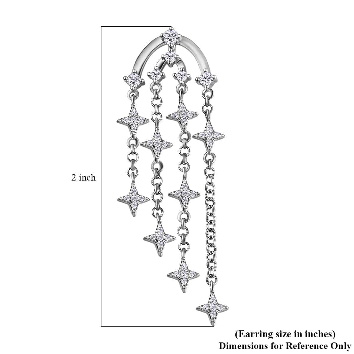 Moissanite Chandelier Starbust Statement Earrings in Platinum Over Sterling Silver 0.70 ctw image number 4