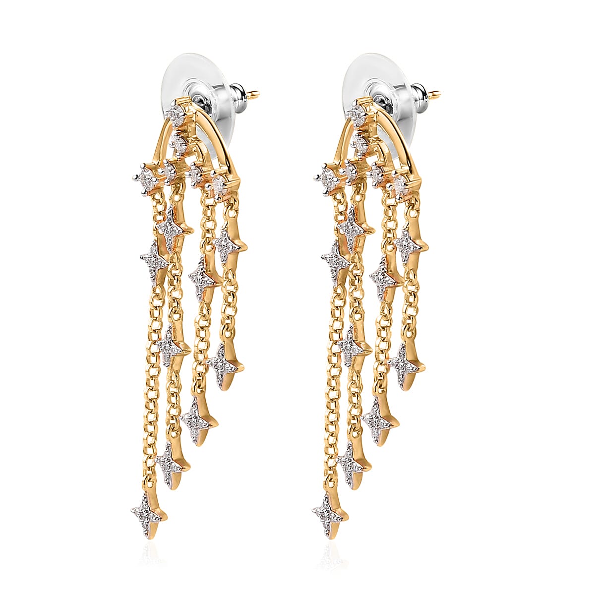 Moissanite 1.25 ctw Chandelier Starburst Statement Earrings in Vermeil Yellow Gold Over Sterling Silver image number 3