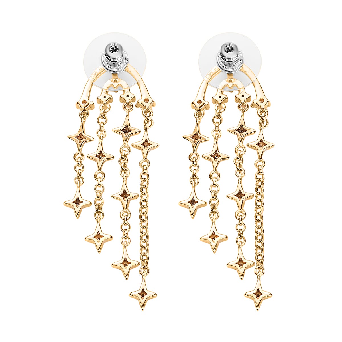 Moissanite 1.25 ctw Chandelier Starburst Statement Earrings in Vermeil Yellow Gold Over Sterling Silver image number 4