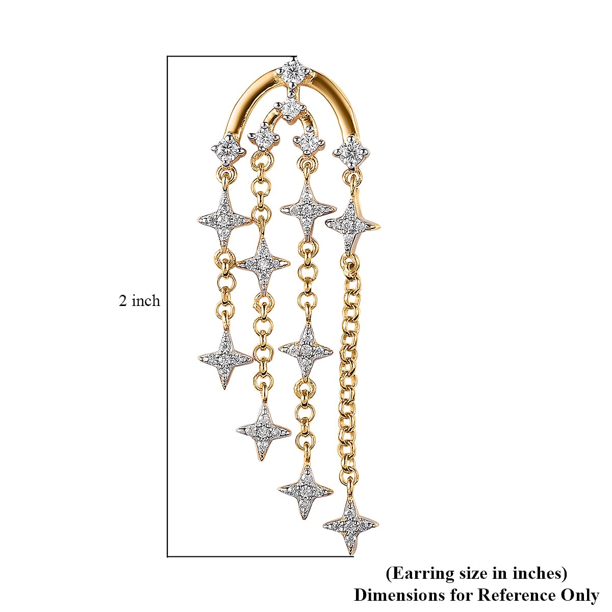 Moissanite 1.25 ctw Chandelier Starburst Statement Earrings in Vermeil Yellow Gold Over Sterling Silver image number 5