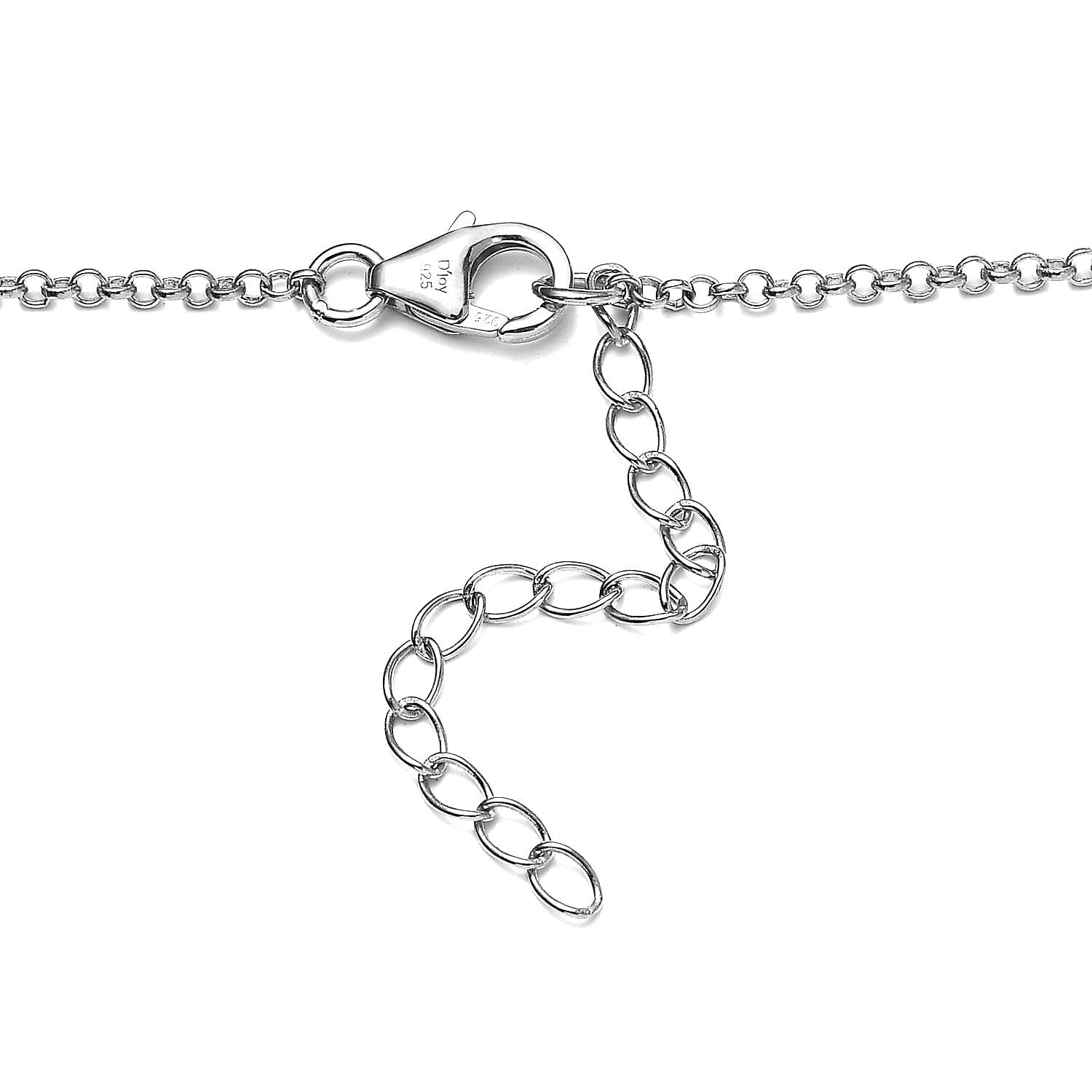 Sleeping Beauty Turquoise and Moissanite Celestial Medallion Charm Station Necklace 18 Inches in Platinum Over Sterling Silver 0.80 ctw