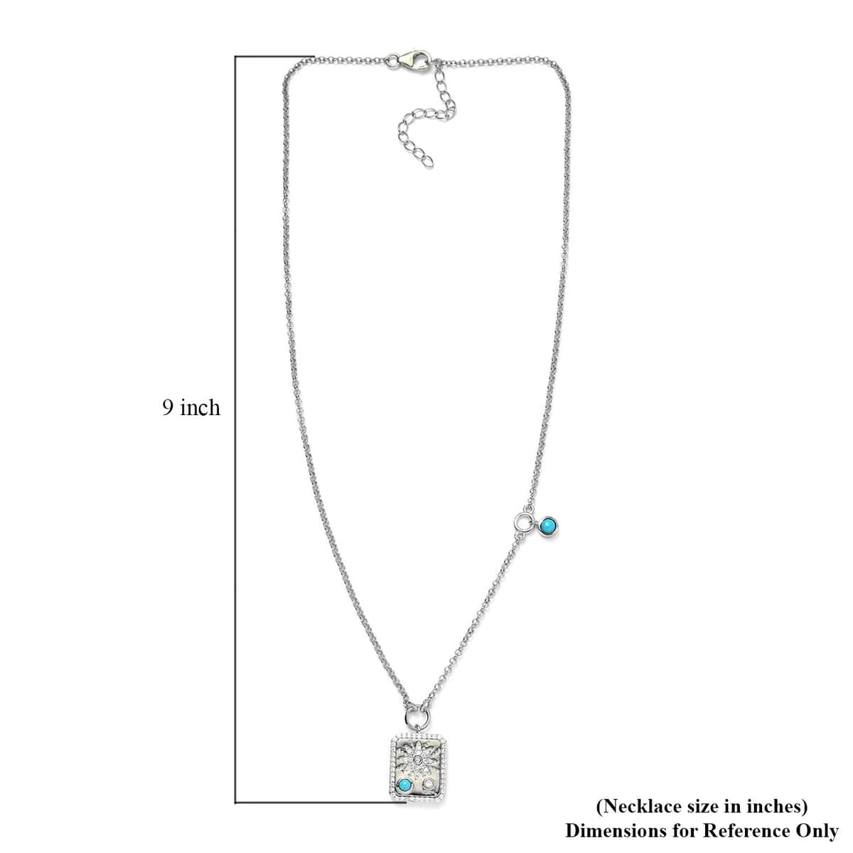 Sleeping Beauty Turquoise, Moissanite Necklace (18 Inches) in Platinum Over Sterling Silver 0.80 ctw image number 5