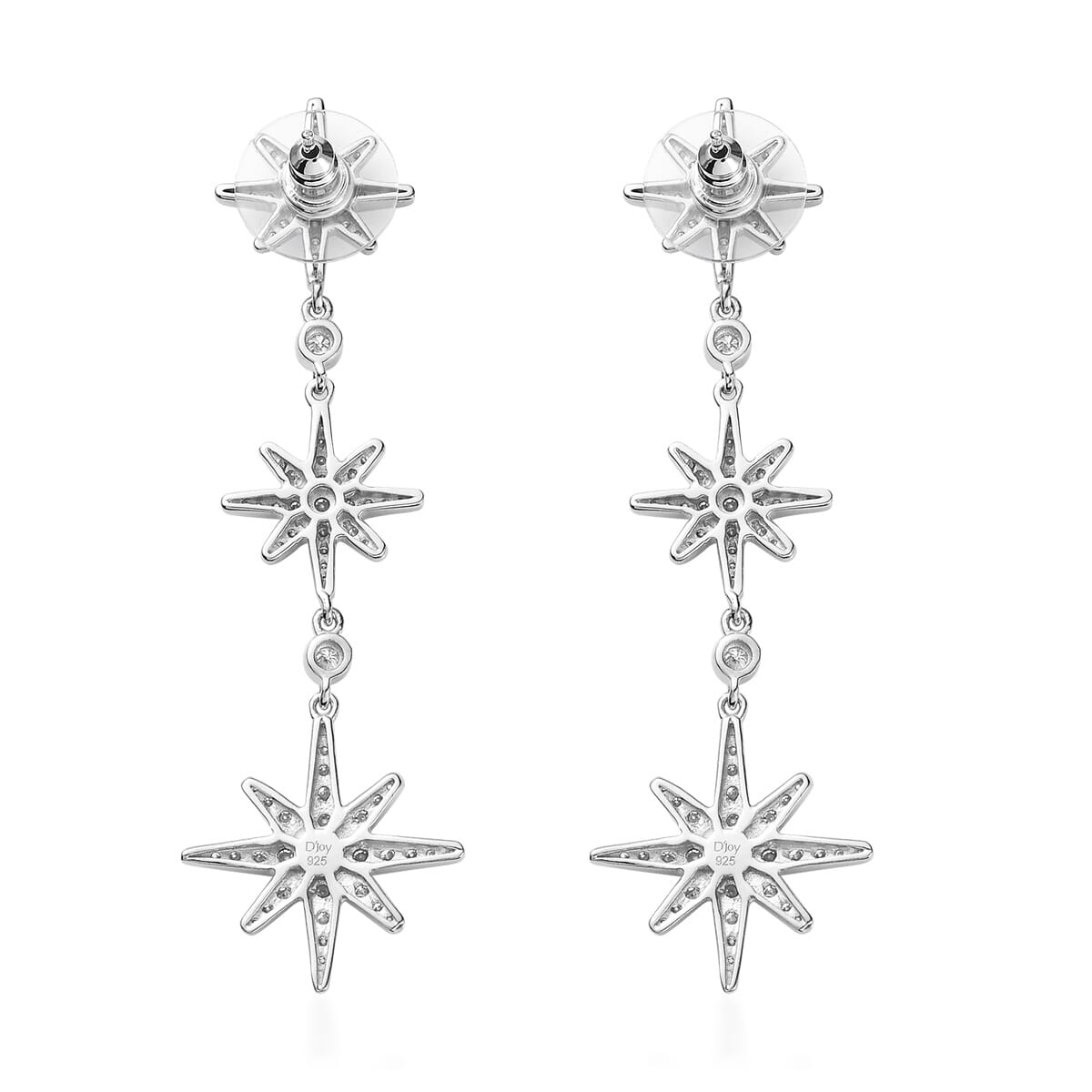 Moissanite Starburst Drop Statement Earrings in Platinum Over Sterling Silver 1.80 ctw image number 4