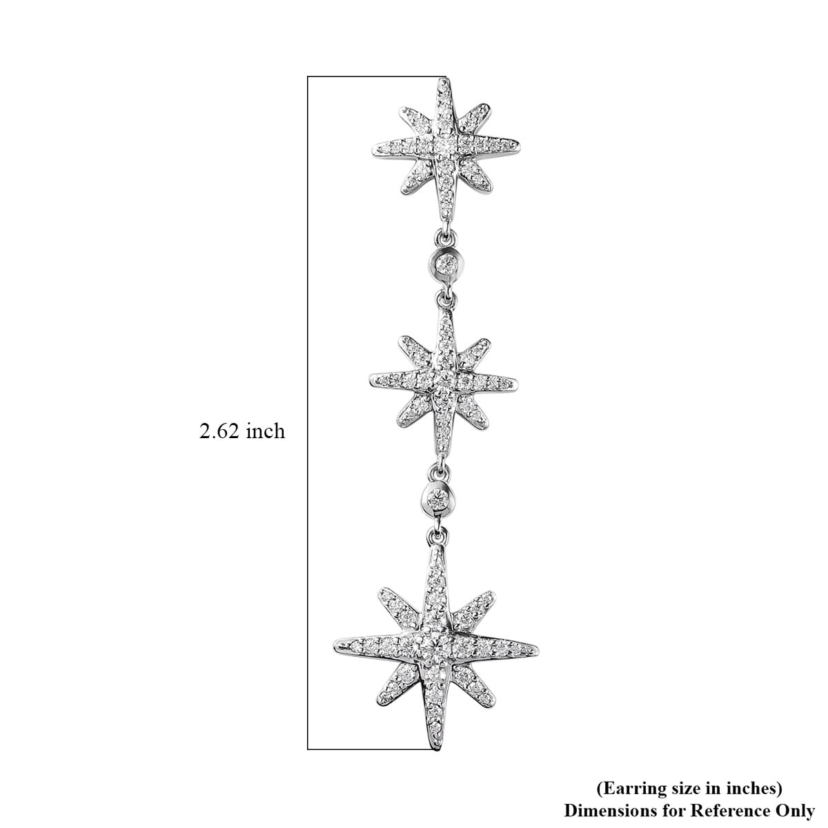 Moissanite Starburst Drop Statement Earrings in Platinum Over Sterling Silver 1.80 ctw image number 5