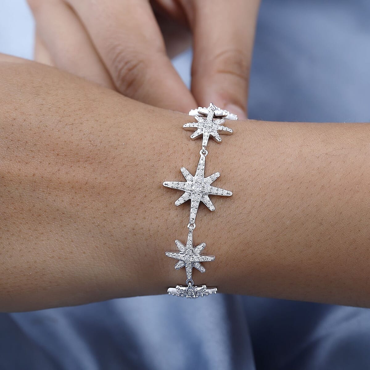 Moissanite Bracelet in Platinum Over Sterling Silver (7.25 In) 1.50 ctw image number 2