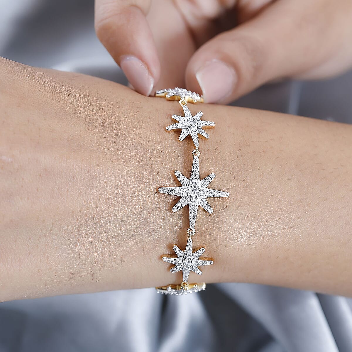 Moissanite Starburst Celestial Bracelet in Vermeil Yellow Gold Over Sterling Silver (7.25 In) 1.50 ctw image number 2