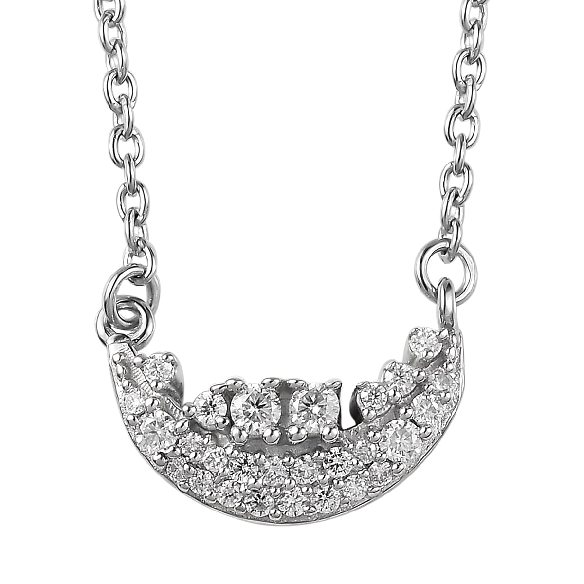 Moissanite Celestial Moon Necklace 18 Inches in Platinum Over Sterling Silver 0.20 ctw image number 0